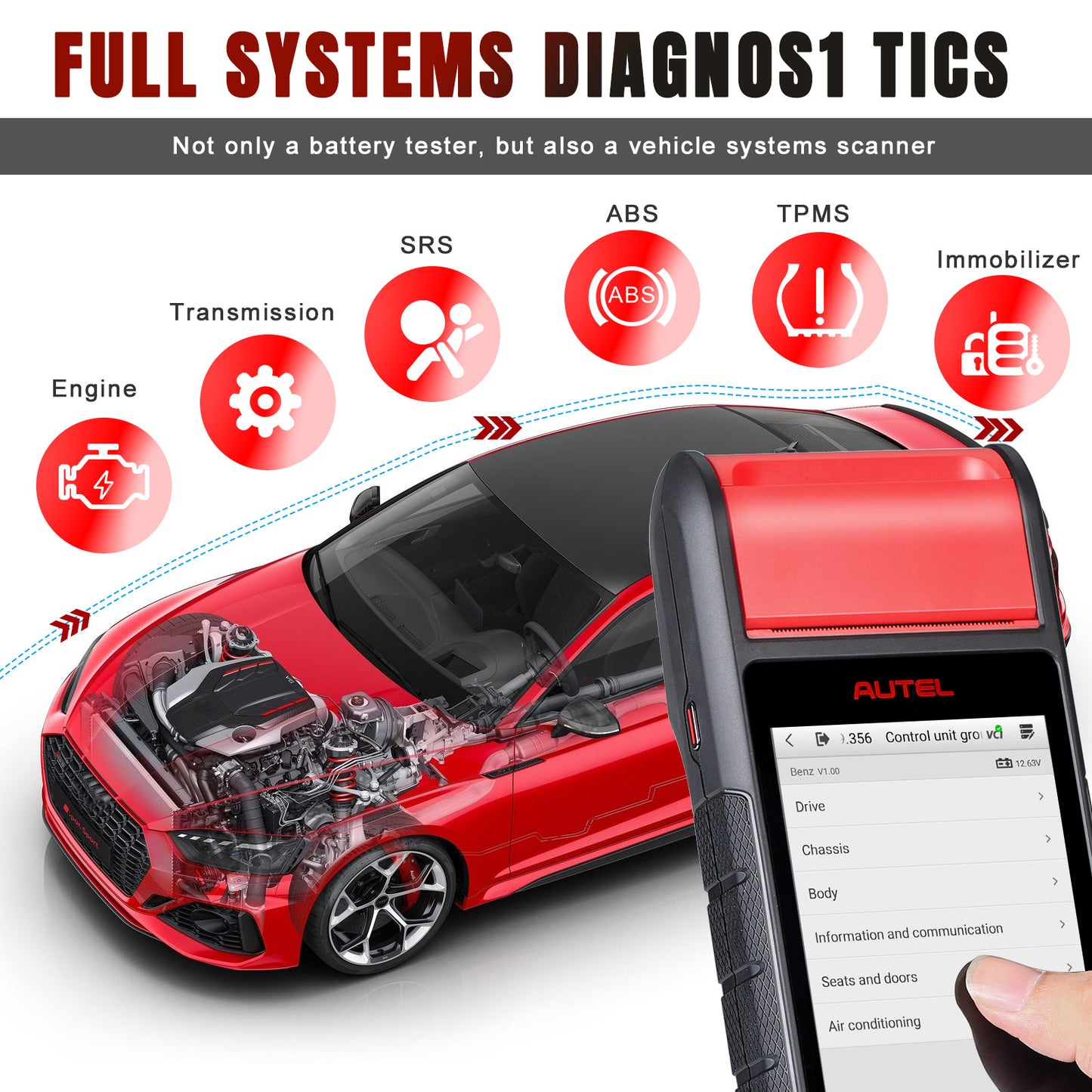 MaxiBAS BT608 All System Diagnostics of 83+ Car Brands