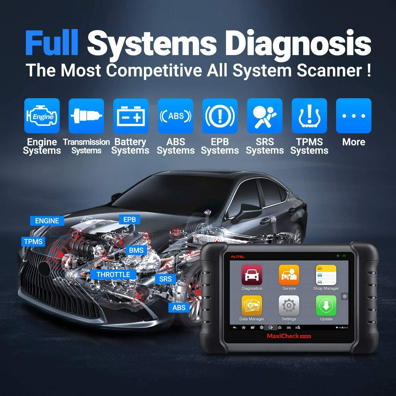 2022 Autel MaxiCheck MX808 Full System Diagnostic & Service Scan